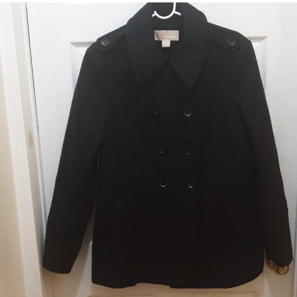 Michael Kors Black Wool Blend Peacoat